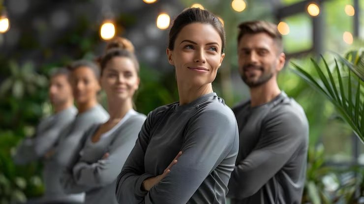 Equipo de profesionales con vestimenta deportiva